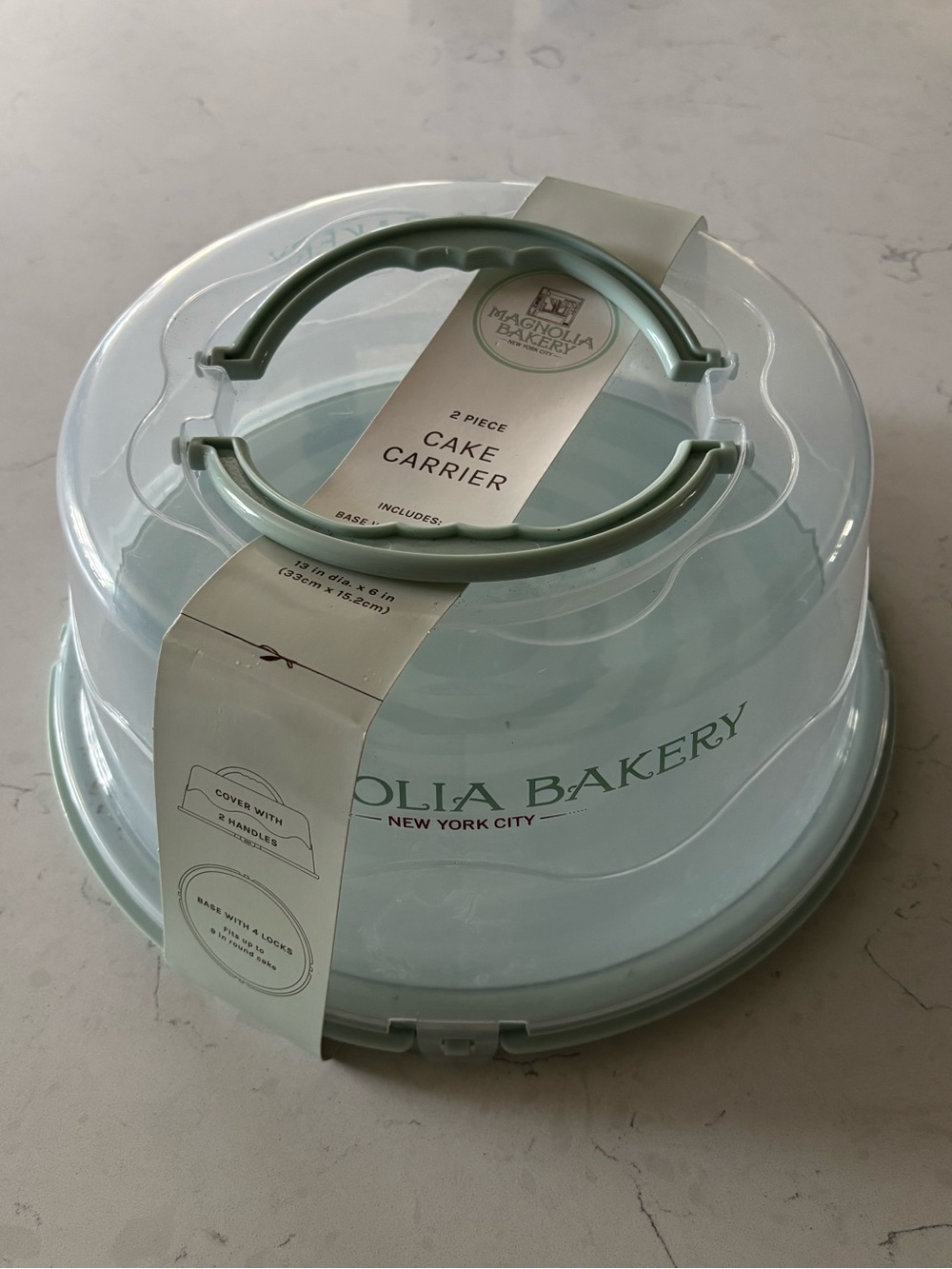 Magnolia Mint Green Cake Carrier with Handle